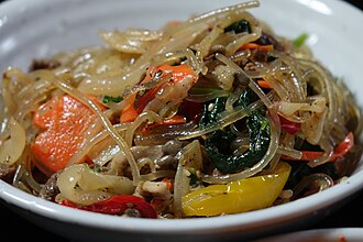 Vegan japchae noodles