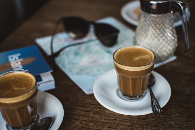 Coffee by a window during an Iceland winter morning