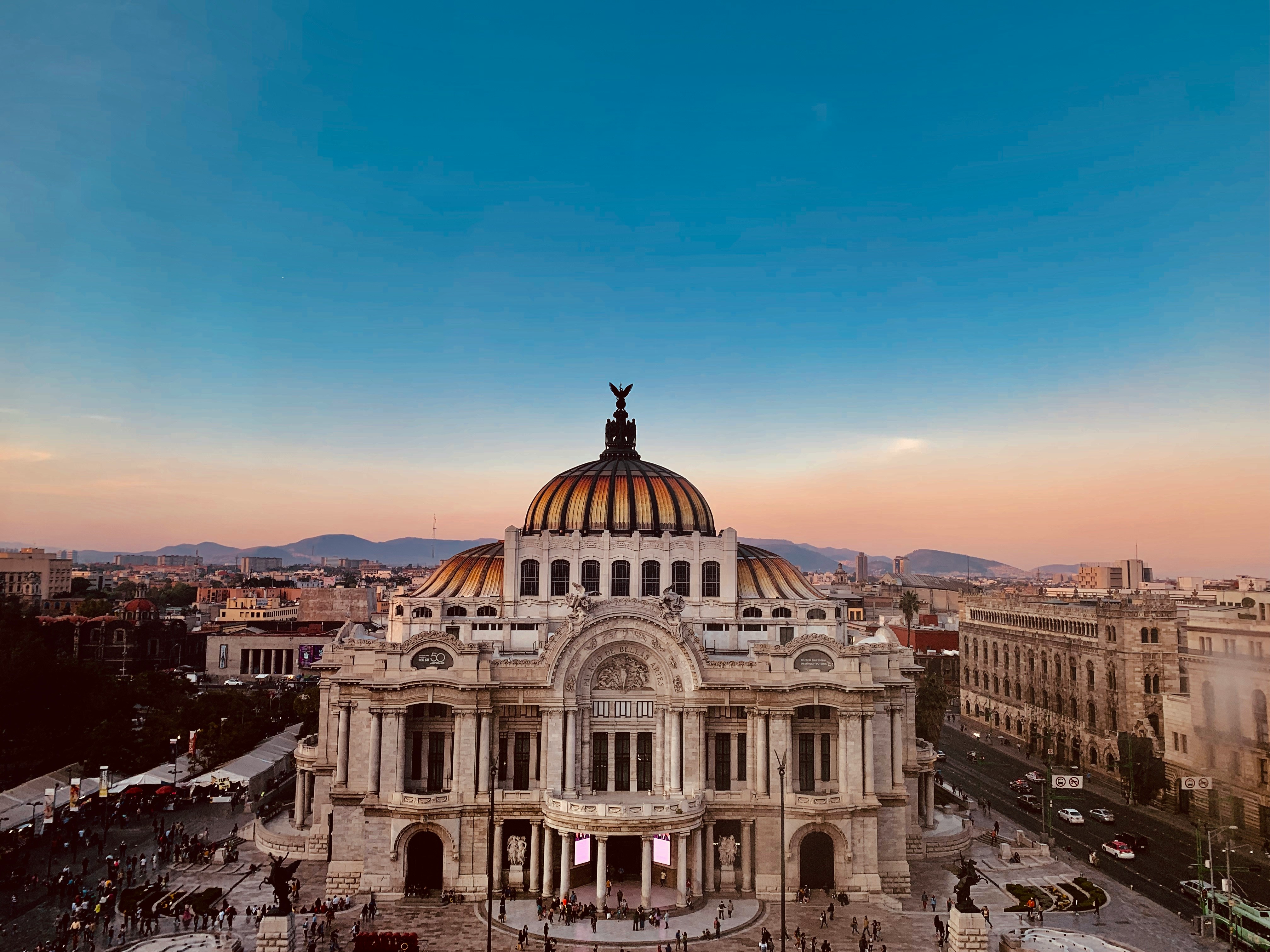 Palacio de Bellas Artes Mexico City exterior with dome at night