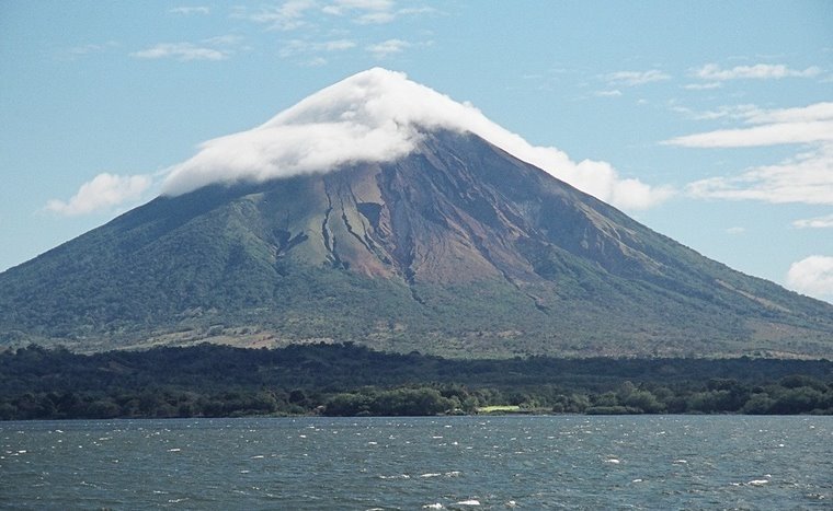 Forested slopes and crater landscape of Mombacho Volcano near Granada, Nicaragua