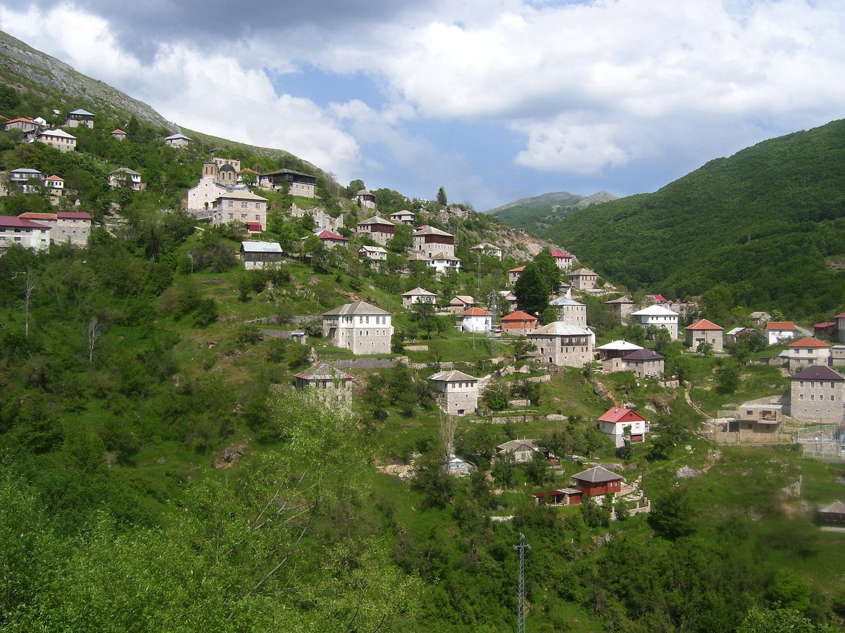 Stone houses of Galičnik village in the mountains of North Macedonia