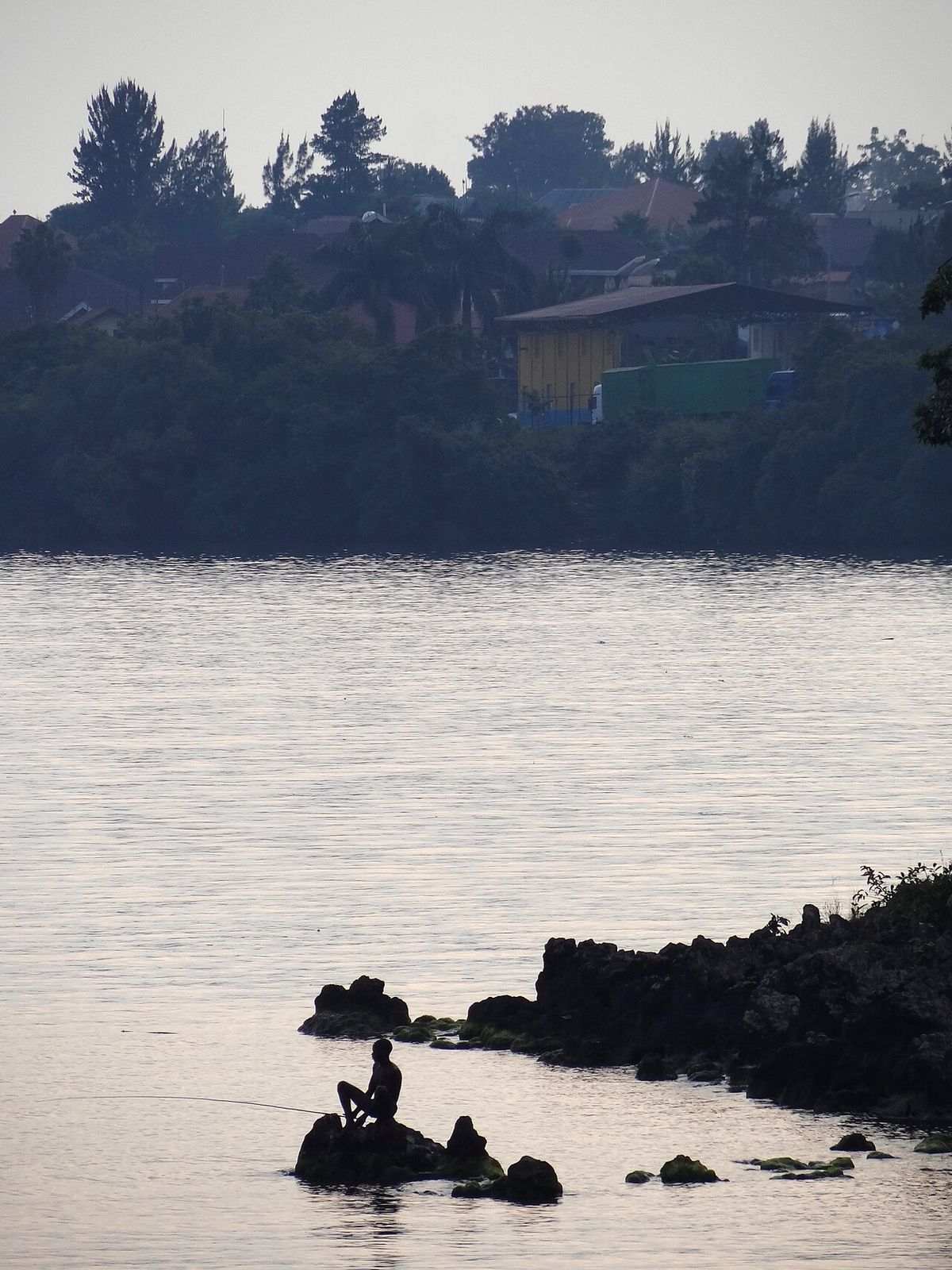 Shore of Lake Kivu near Rubavu Gisenyi looking toward the hills across the water