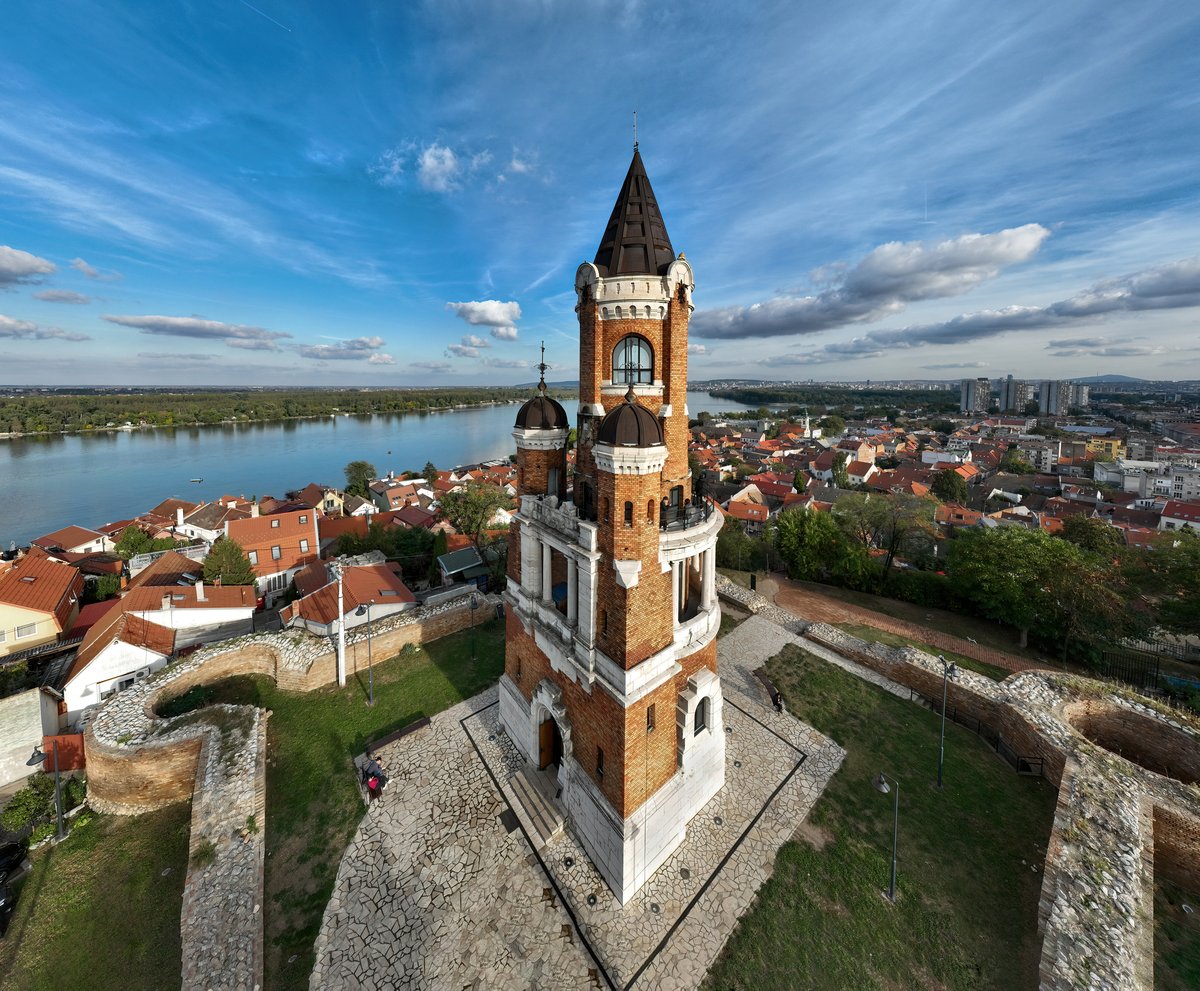 Gardoš Tower above the older quarter of Zemun, overlooking the Danube in Belgrade