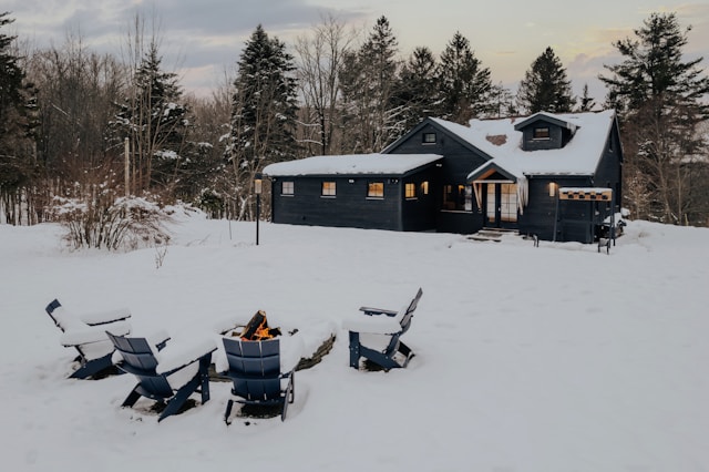 Snow-covered cabin in Iceland during winter